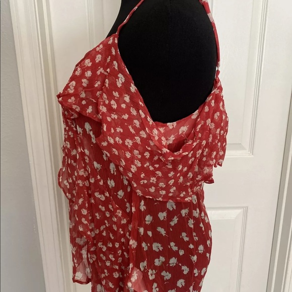 NWT- All Saints Savine Scatter Red Open Shoulder - Picture 5 of 11
